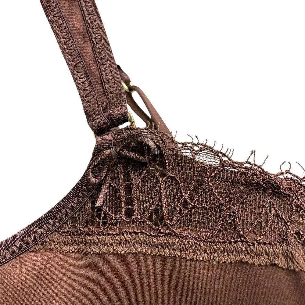Aerie Womens Corset Balconette Bra 34B Brown Lace Underwire